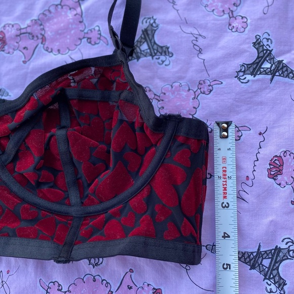 ❤️Mesh black and red velvet hearts bra❤️ - Picture 3 of 11